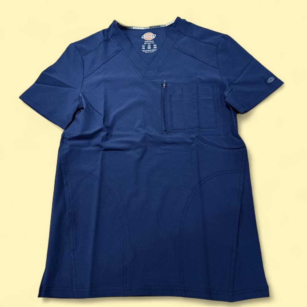 Men’s Dickies Retro Navy Blue V-Neck DK930 Scrub Top XS NEW